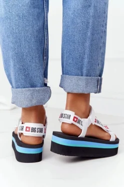 Piankowe Sandały Na Platformie Big Star HH274A087 Czarno-Białe