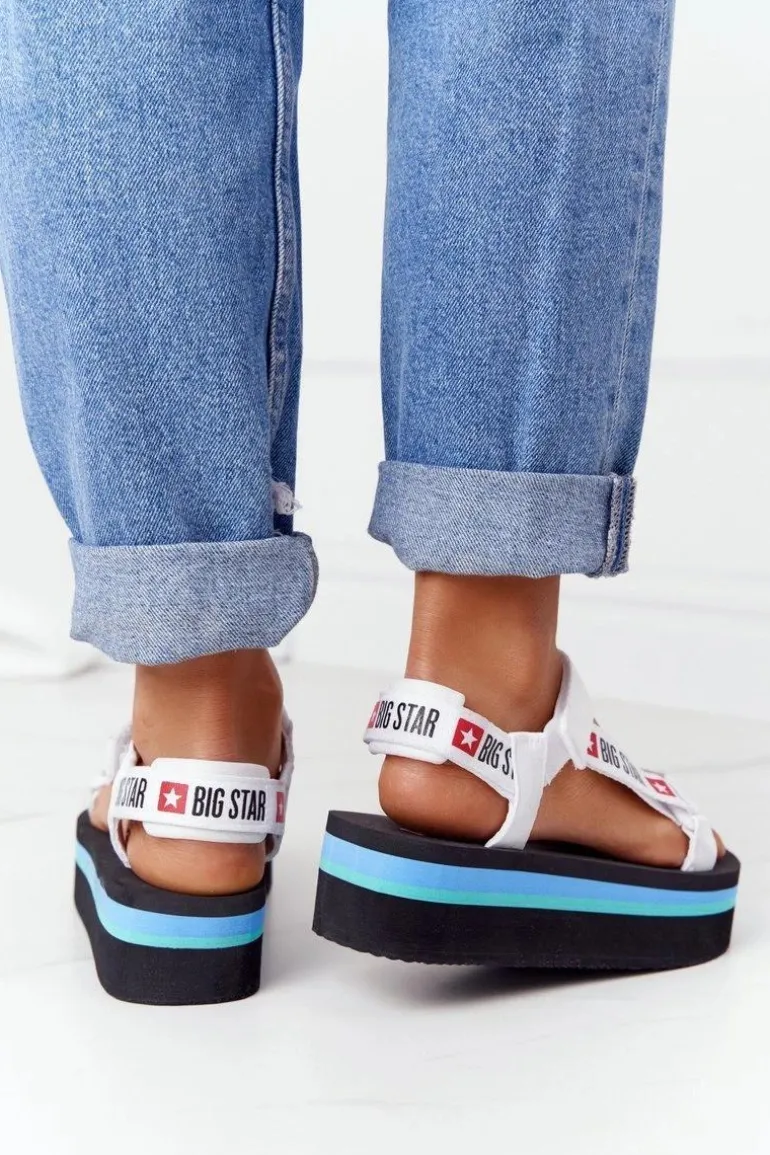 Piankowe Sandały Na Platformie Big Star HH274A087 Czarno-Białe