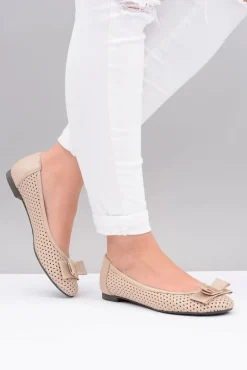 Polskie Skórzane Ażurowe Balerinki Kokarda Marianna