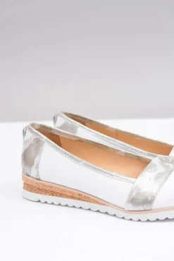 Polskie Skórzane Białe Balerinki Moro Persi