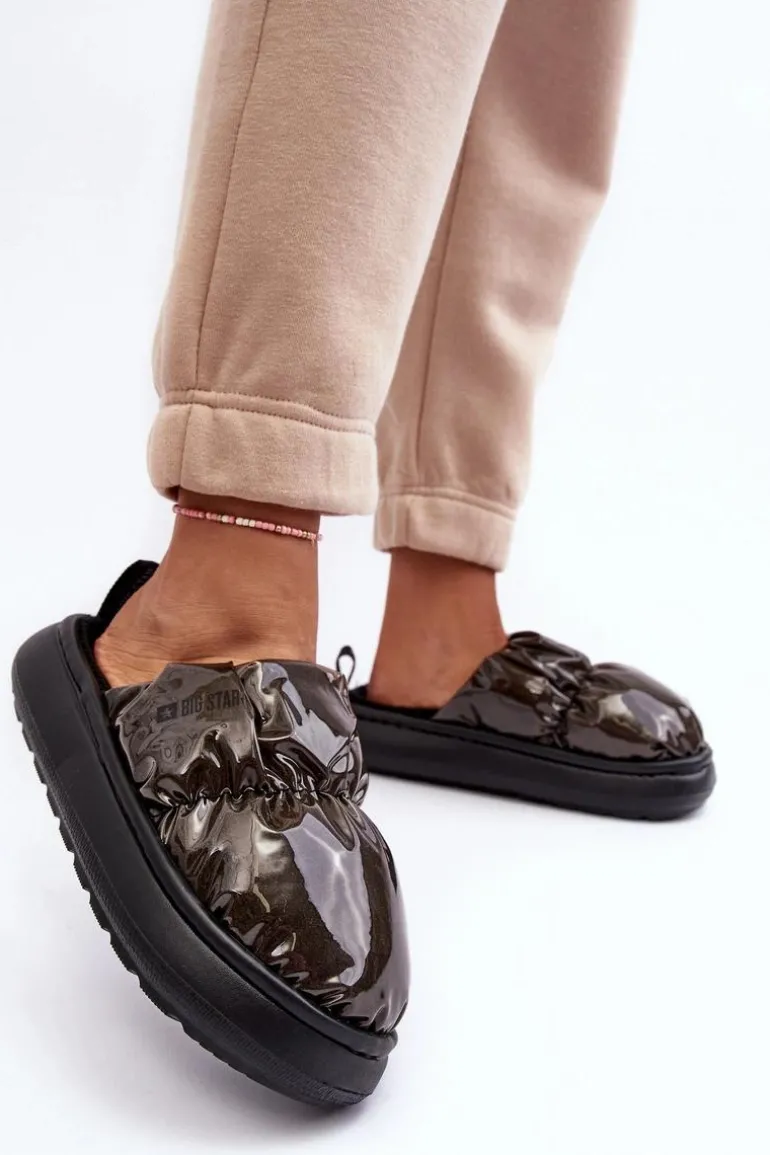 Połyskujące Kapcie Damskie Czarne Big Star MM274130