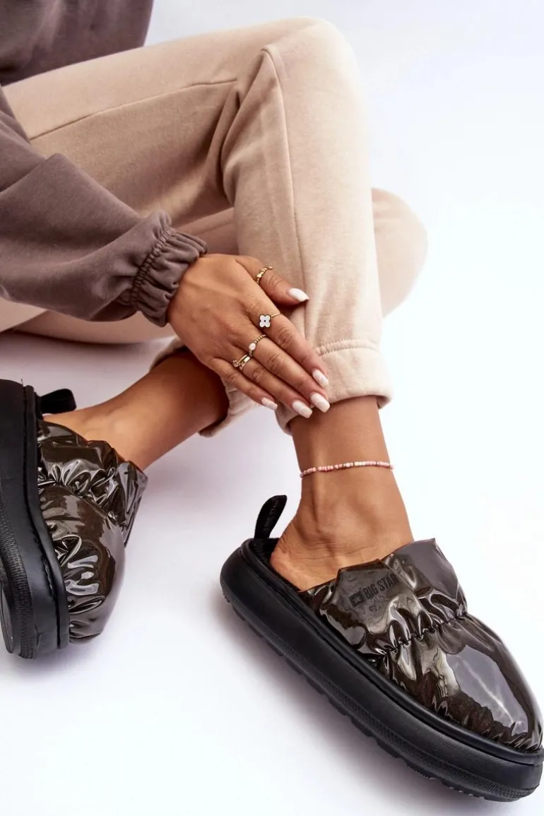 Połyskujące Kapcie Damskie Czarne Big Star MM274130