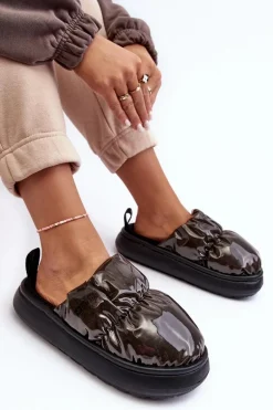 Połyskujące Kapcie Damskie Czarne Big Star MM274130