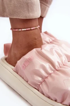 Połyskujące Kapcie Damskie Różowe Big Star MM274129