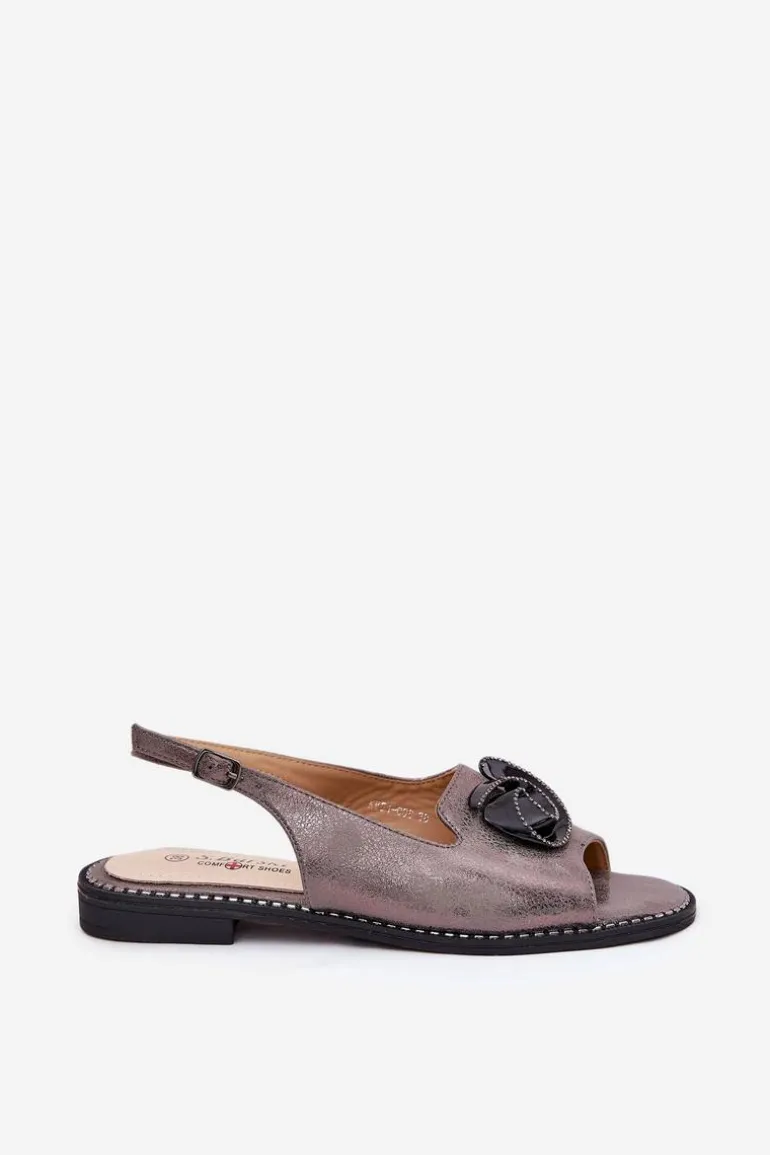 Połyskujące Sandały Damskie Z Ozdobą S.Barski KV51-006 Szare