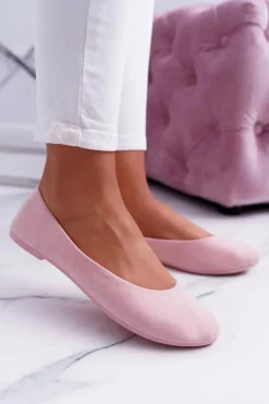 Różowe Damskie Balerinki Zamsz Buenos