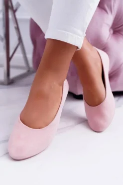 Różowe Damskie Balerinki Zamsz Buenos