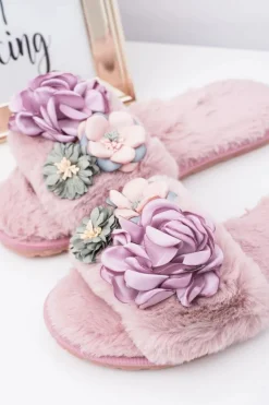 Różowe Klapki Damskie Z Kwiatkami Lu Boo Bouquet