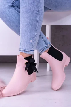 Różowe Matowe Damskie Kalosze Sztyblety Someday