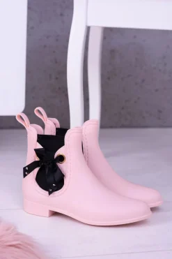 Różowe Matowe Damskie Kalosze Sztyblety Someday