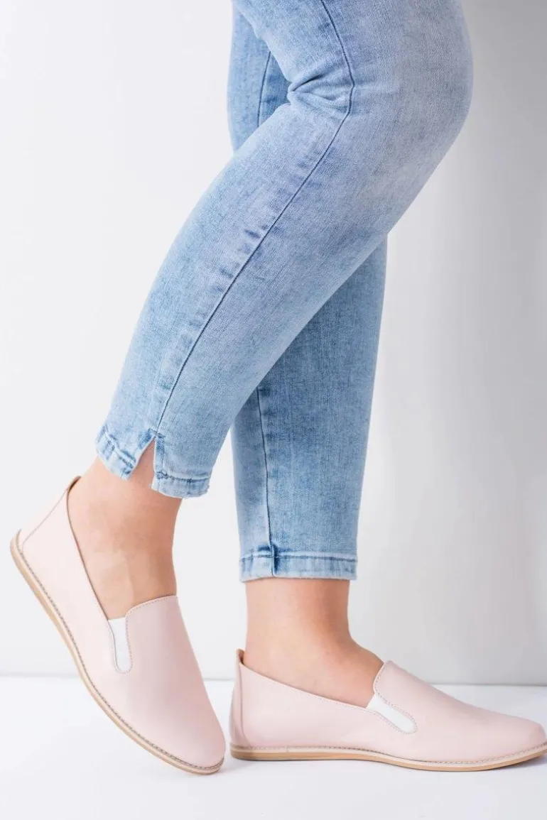 Różowe Pastelowe Baleriny Damskie Skóra Fresca