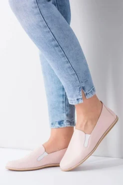 Różowe Pastelowe Baleriny Damskie Skóra Fresca
