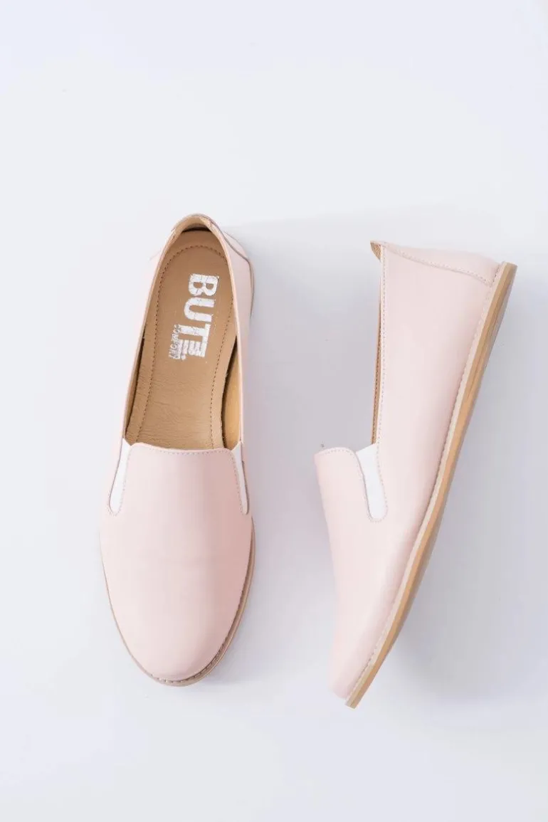 Różowe Pastelowe Baleriny Damskie Skóra Fresca