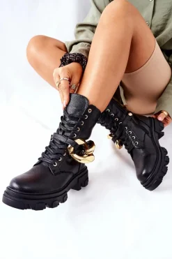 S. Barski Damskie Botki Trapery Czarne Jensen