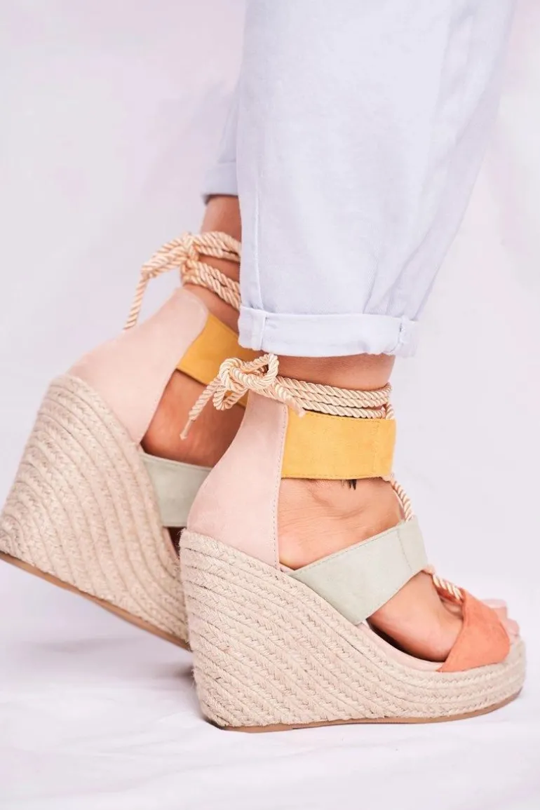 Sandałki Damskie Na Koturnie espadrylu kolorowe Beautiful One