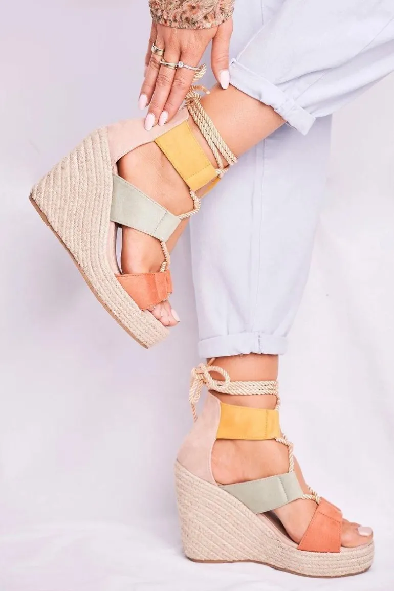 Sandałki Damskie Na Koturnie espadrylu kolorowe Beautiful One