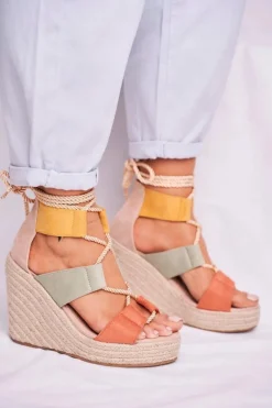 Sandałki Damskie Na Koturnie espadrylu kolorowe Beautiful One