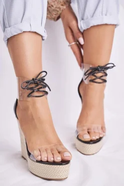 Sandałki Damskie Na Koturnie Czarne Beautiful Way