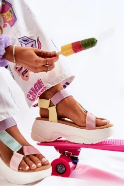 Sandałki Damskie Na Lato Beżowo-Żółte Aurela