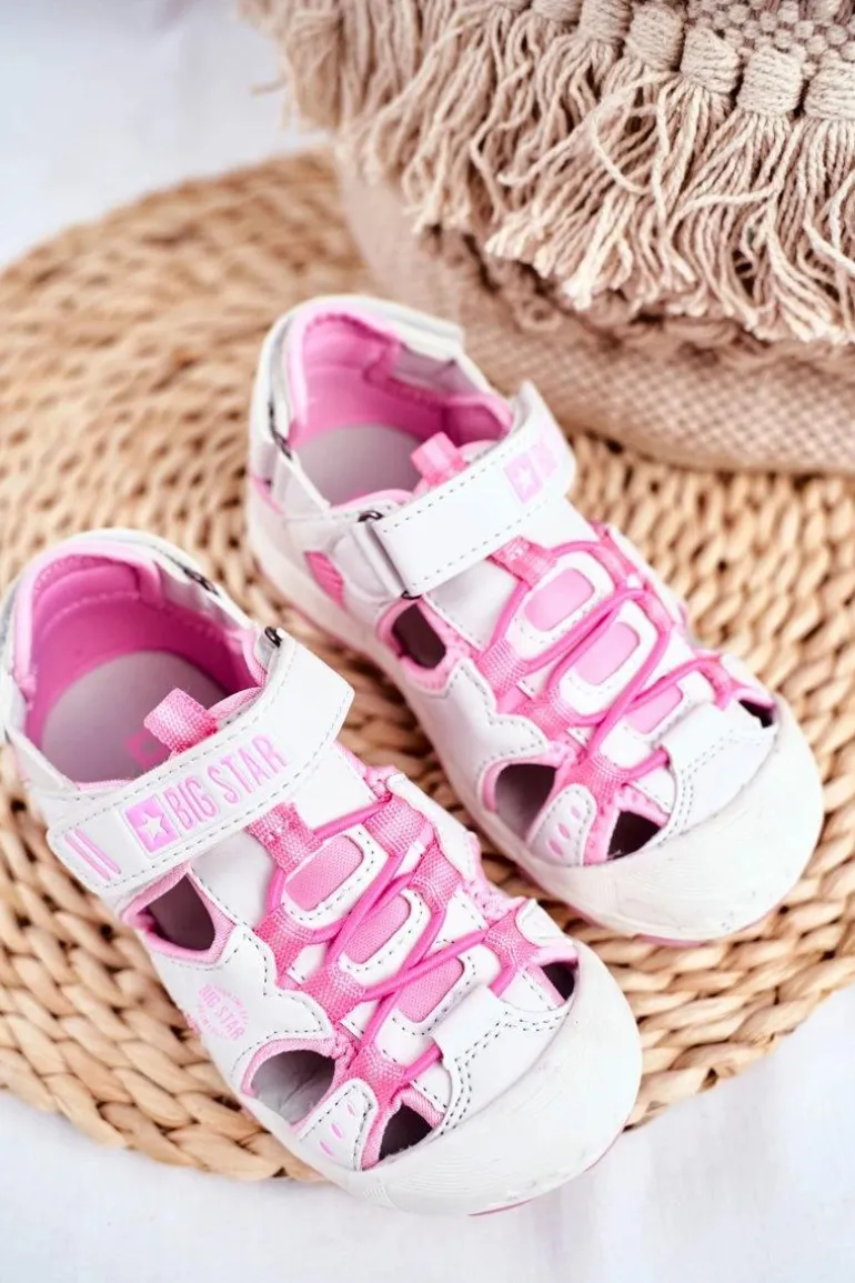 Sandałki Dziecięce Big Star Na Rzepy Białe FF374207