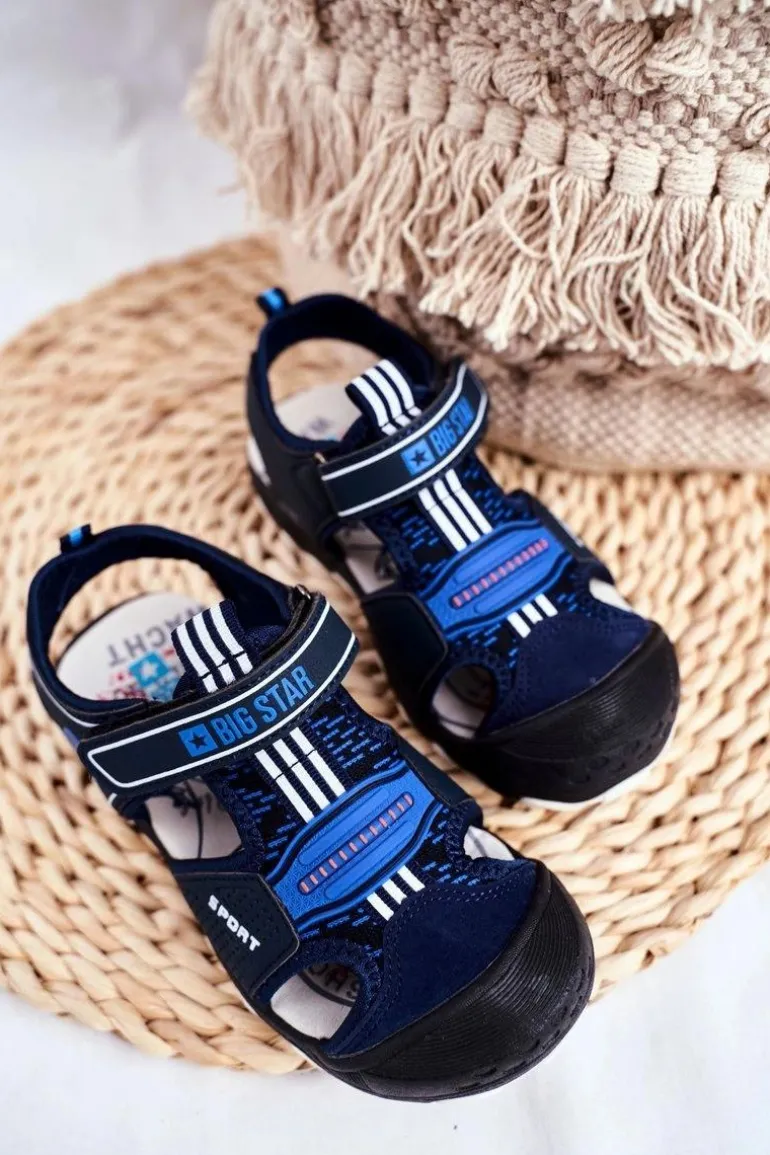 Sandałki Dziecięce Big Star Na Rzepy Granatowe FF374211