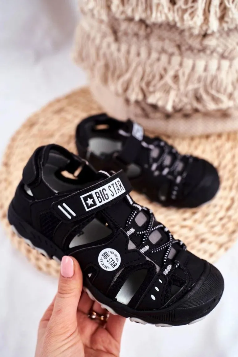 Sandałki Dziecięce Big Star Na Rzepy Czarne FF374210