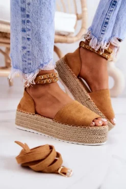 Sandałki Espadryle Na Platformie Camel Jeannie