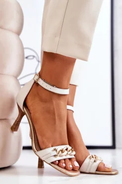 Sandałki Na Obcasie Laura Messi 2366 Beżowe
