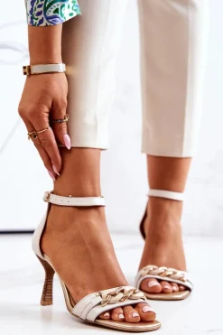 Sandałki Na Obcasie Laura Messi 2366 Beżowe