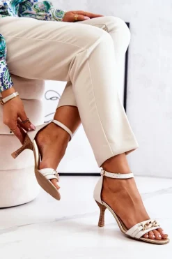 Sandałki Na Obcasie Laura Messi 2366 Beżowe