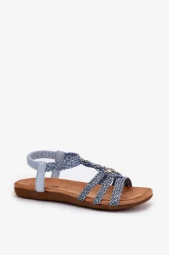 Sandały Damski Płaskie Z Plecionymi Paskami Artiker 56C1325 Niebieskie