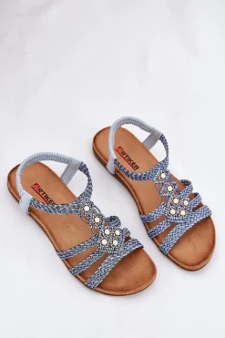 Sandały Damski Płaskie Z Plecionymi Paskami Artiker 56C1325 Niebieskie