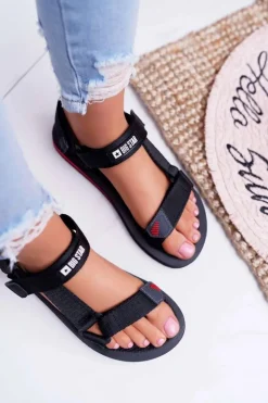 Sandały Damskie Big Star Na Rzepy Czarne DD274A282