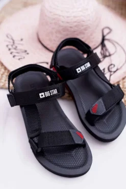 Sandały Damskie Big Star Na Rzepy Czarne DD274A282