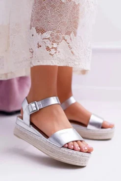 Sandały Damskie Big Star Na Platformie Srebrne DD274740