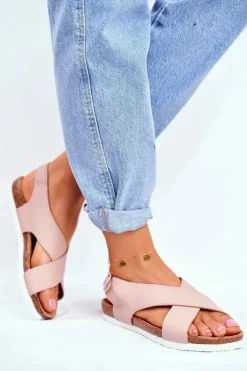 Sandały Damskie Big Star Pudrowy Róż FF274624