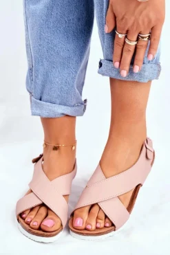 Sandały Damskie Big Star Pudrowy Róż FF274624