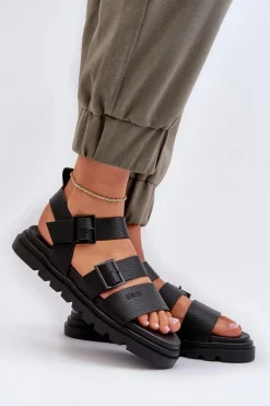 Sandały Damskie Eko Skórzane Big Star NN274065 Czarne