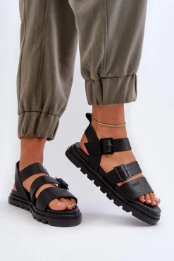 Sandały Damskie Eko Skórzane Big Star NN274065 Czarne