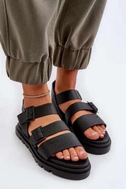 Sandały Damskie Eko Skórzane Big Star NN274065 Czarne