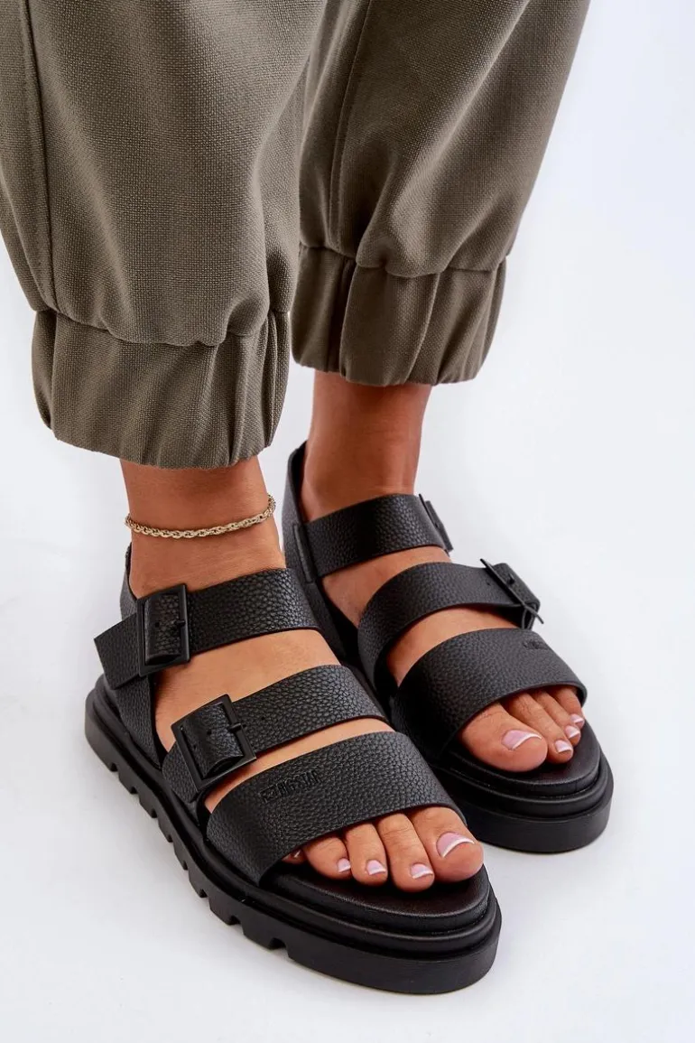 Sandały Damskie Eko Skórzane Big Star NN274065 Czarne