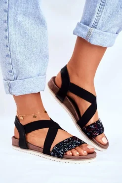 Sandały Damskie Eleganckie Czarne Morrin