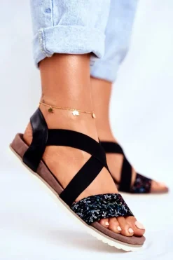 Sandały Damskie Eleganckie Czarne Morrin