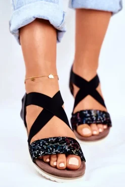 Sandały Damskie Eleganckie Czarne Morrin