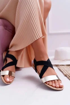 Sandały Damskie Eleganckie Złote Carme