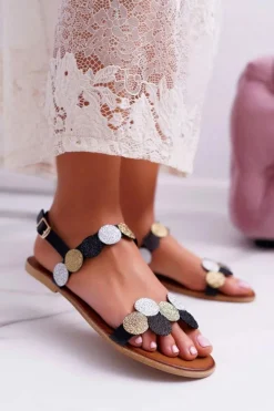 Sandały Damskie Eleganckie Czarne Laura Messi 1948