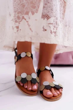 Sandały Damskie Eleganckie Czarne Laura Messi 1948