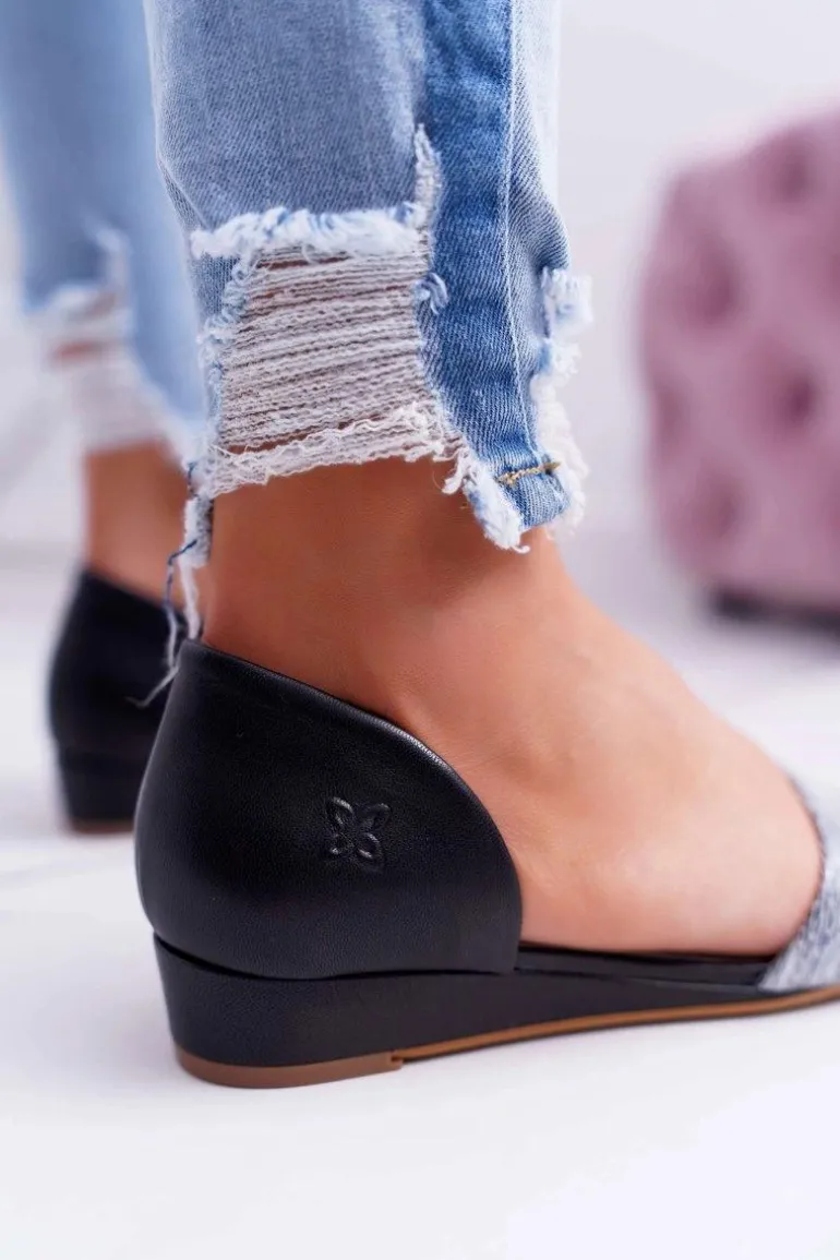 Sandały Damskie Maciejka Skórzane Czarne 1971 Nomara