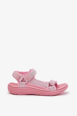 Sandały Damskie Materiałowe Na Rzepy Lee Cooper LCW-25-34-3561L Różowe