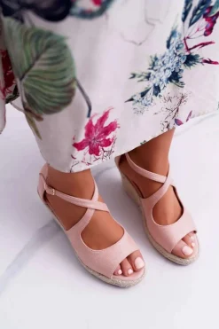 Sandały Damskie Na Espadrylu Różowe Margus